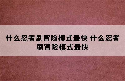 什么忍者刷冒险模式最快 什么忍者刷冒险模式最快